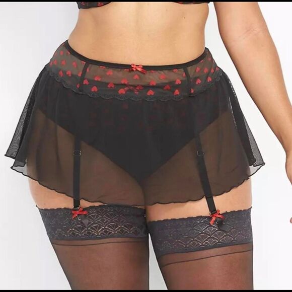 Cacique Lane Bryant Black & Red Hearts Lace Hip Slip Women’s Plus Size 22/24 - Picture 1 of 7